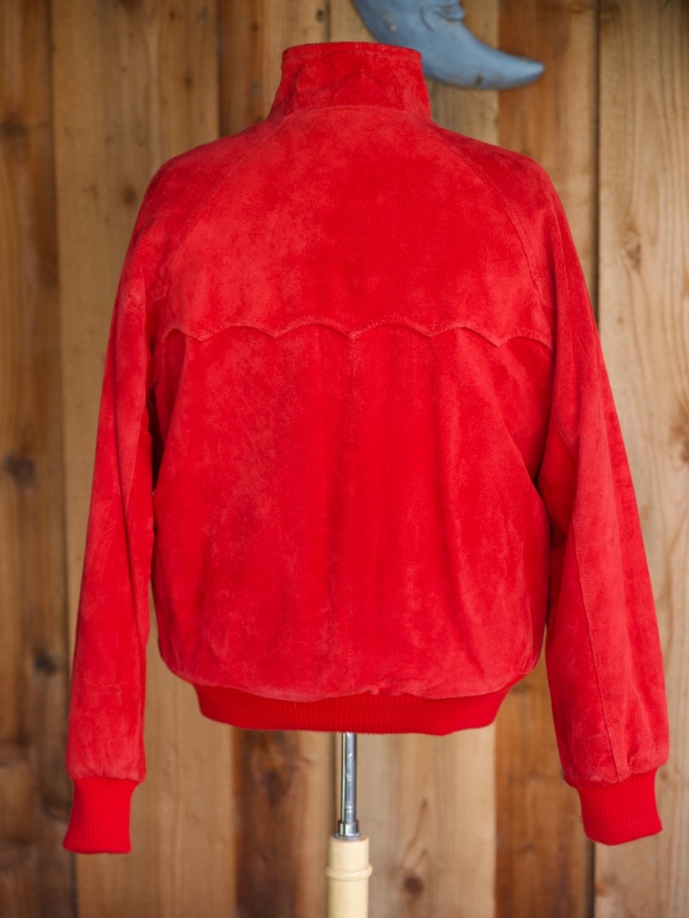 Vintage Authentic Imports 100% Leather Fire Red Bomber Jacket Unisex S - Picture 11 of 16